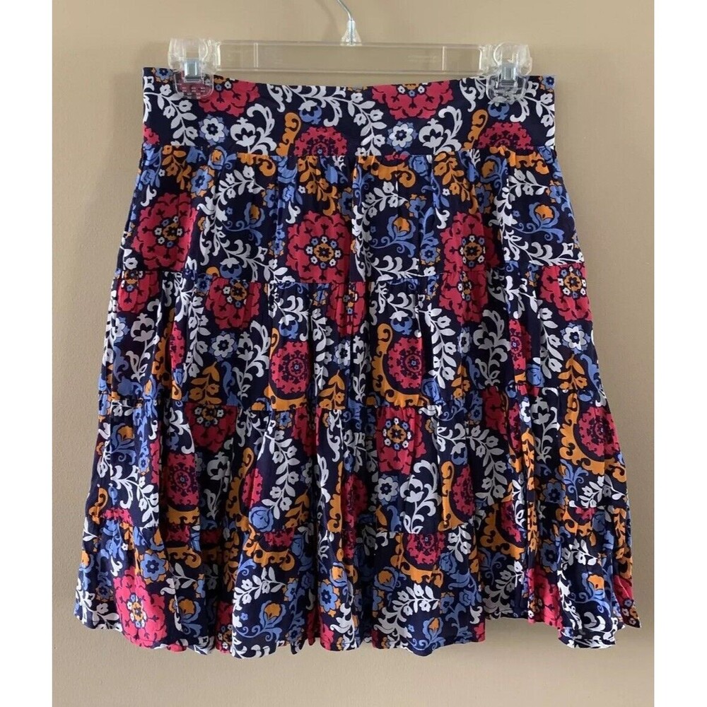 Anthropologie Maeve Women’s Flounce Skirt Floral Lined Blue Pink Size Small